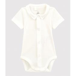 Body manches courtes à col blanc bébé en coton biologique