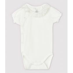 Body manches courtes à col blanc bébé fille en coton biologique