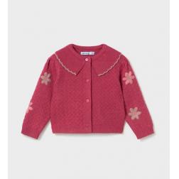 Cardigan &agrave; fleurs en tricot
