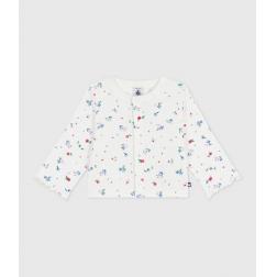 Cardigan en coton imprim&eacute; fleurs