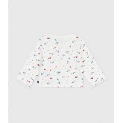 Cardigan en coton imprim&eacute; fleurs