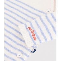 Combinaison b&eacute;b&eacute; en tricot laine et coton &agrave; rayures 