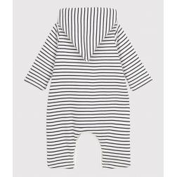 Combinaison longue rayée marinière à capuche bébé en coton