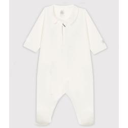 Dors-bien blanc zippé bébé en velours de coton bio