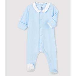 Dors-bien bleu à col bébé en velours de coton biologique