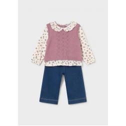 Ensemble pantalon et blouse avec gilet 