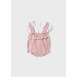 Ensemble salopette en tricot et blouse