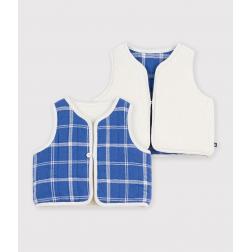 Gilet b&eacute;b&eacute; en flanelle et sherpa sans manches &agrave; carreaux 