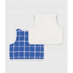 Gilet b&eacute;b&eacute; en flanelle et sherpa sans manches &agrave; carreaux 