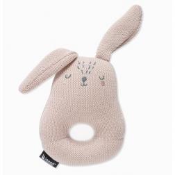 Hochet tricot lapin rose 