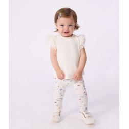 Legging en coton, imprim&eacute; fleurs 