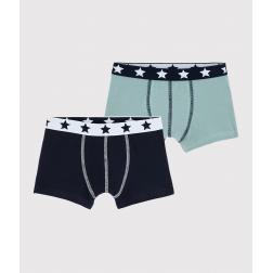 Lot de 2 boxers  petit garçon en coton biologique et elasthanne