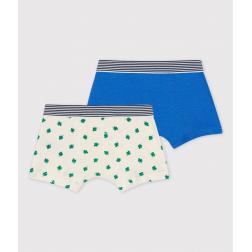 Lot de 2 boxers petit garçon palmes en coton et lin