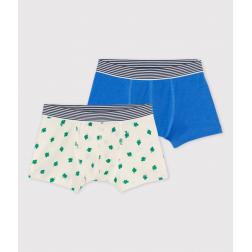 Lot de 2 boxers petit garçon palmes en coton et lin