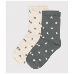 Lot de 2 paires de chaussettes étoiles enfant garçon-fille