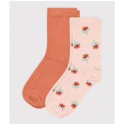 Lot de 2 paires de chaussettes fleurs enfant fille