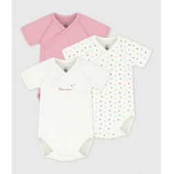 Lot de 3 bodies crois&eacute;s manches courtes en coton 