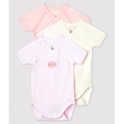 Lot de 3 bodies croisés milleraies manches courtes bébé en coton biologique