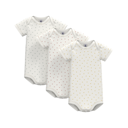 Lot de 3 bodies manches courtes coeurs en coton