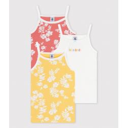 Lot de 3 chemises à bretelles Hawaï petite fille en coton
