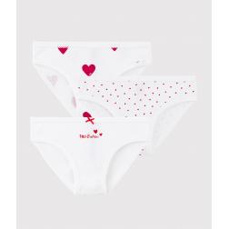 Lot de 3 culottes coeur petite fille en coton