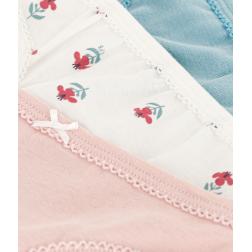 Lot de 3 culottes fleurs en coton petite fille