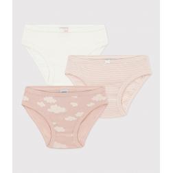 Lot de 3 culottes nuages en coton petite fille