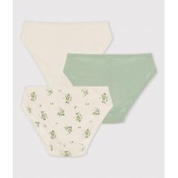 Lot de 3 culottes petite fille fleurs en coton et lin