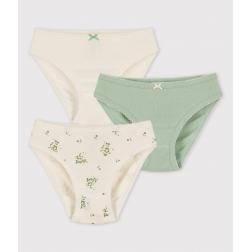 Lot de 3 culottes petite fille fleurs en coton et lin