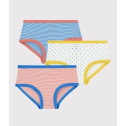 Lot de 3 culottes petite fille milleraies en coton biologique