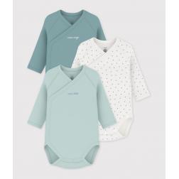 Lot de bodies crois&eacute;s manches longues en coton imprim&eacute; b&eacute;b&eacute; 