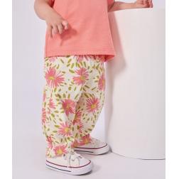 Pantalon en coton imprim&eacute; fleurs 