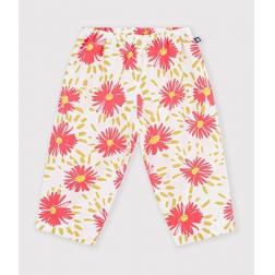 Pantalon en coton imprim&eacute; fleurs 
