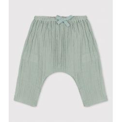 Pantalon sarouel uni en gaze de coton bio bébé