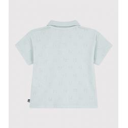 Polo en coton ajour&eacute; &agrave; manches courtes &agrave; motifs 