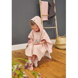 Poncho rose pale en mousseline de coton