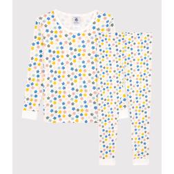 Pyjama snugfit fleurs rétro phosphorescent petite fille en coton