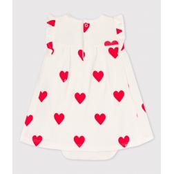 Robe body imprimée coeur en coton bio bébé