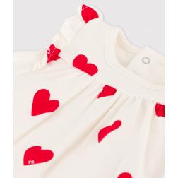 Robe body imprimée coeur en coton bio bébé