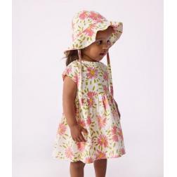 Robe en coton manches courtes imprim&eacute;e 