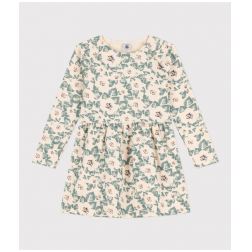 Robe manches longues en molleton fleuri enfant fille