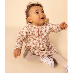 Robe manches longues en tubique matelassé imprimé bébé