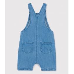 Salopette courte denim léger bio bébé