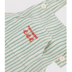 Salopette courte en coton/lin, ray&eacute;e 