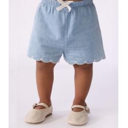 Short en chambray brod&eacute;