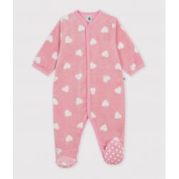 Surpyjama b&eacute;b&eacute; en polaire imprim&eacute; c&oelig;urs 