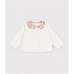 Sweatshirt en coton uni avec son col imprim&eacute; 