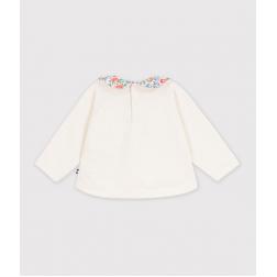 Sweatshirt en coton uni avec son col imprim&eacute; 