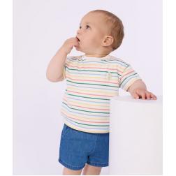 Tee-shirt en coton manches courtes, ray&eacute; 